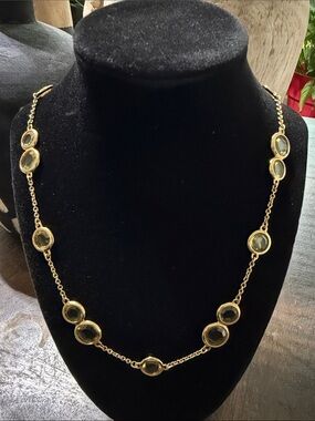 EUC Kate Spade New York Gold Tone Citrine Yellow Crystal Station Necklace